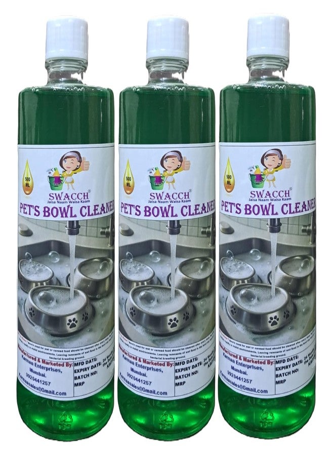 swacch منظف أوعية سواش للحيوانات الأليفة | سائل منظف أوعية آمن للحيوانات الأليفة | عبوة من 3 قطع سعة 500 مل بخلاصة النيم والألوفيرا - Image 1